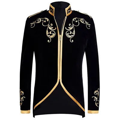 Men's Embroidered Tuxedo Jacket Suit Blazer Party Coat Tops Showman Costume • $65.83