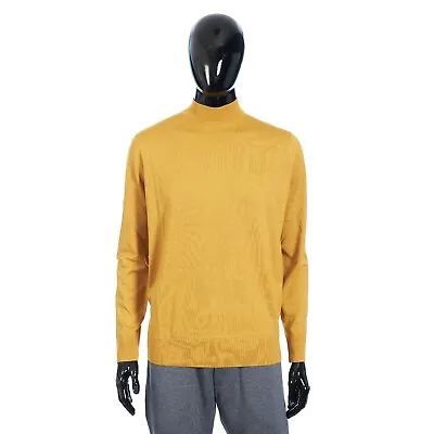 LORO PIANA 1095$ Moroccan Yellow Sweater Wish Wool Knit - Mock Neck Lupetto • $599