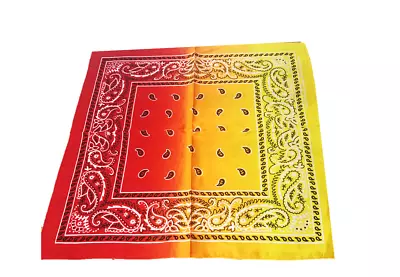 Red Yellow Paisley Fancy Dress 100% Cotton Headwear Scarf Wrap Mens Neckerchief  • £2.50