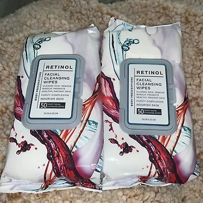 Lot Of (2)FaceWipes | Retinol Facial Cleansing And Gentle Make Up Remover Wipes • $11