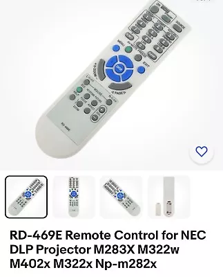 RD-469E Remote Control For NEC DLP Projector M283X M322w M402x M322x Np-m282x • £8