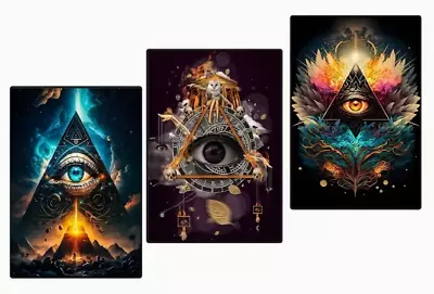 Masonic All Seeing Eye Canvas Wall Art Lot Of 3 Unframed POSTER • $17.46