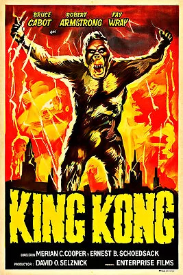 King Kong 1950s A1 Vintage Movie Poster High Quality Canvas Art Print • $32.38
