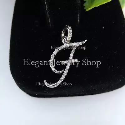 Genuine Pave Diamond Initial F Letter Charm Pendant 925 Silver Alphabets Jewelry • $246.47