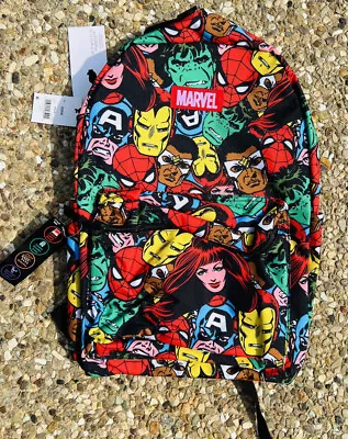 Marvel Comics Avengers 17” Comic School Backpack Book Bag Padded Back Camp NWT • $19.95