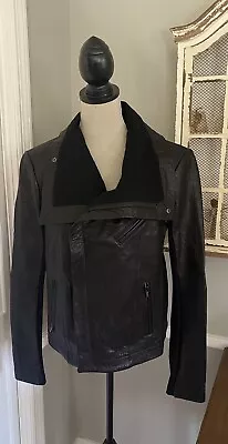 VEDA Black Max Classic Leather Jacket Women’s Large • $175