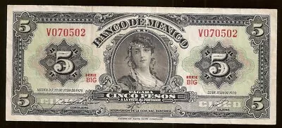 1970 $5 Mexican Pesos Paper Money Bill From Mexico Billete De Dinero Mexicano • $5.50