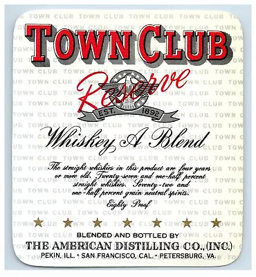 1950's-70's Town Club Whiskey Blend Virginia Liquor Label Original S56E • $17.25