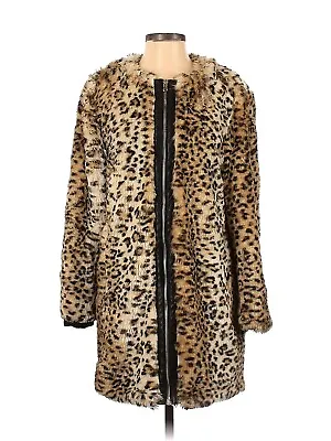 ZARA Tan Brown Faux Fur Animal Print Coat Jacket - S • $40