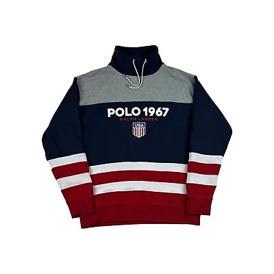 Ralph Lauren Polo 1967 Team USA Flag Mock Neck Sweatshirt Jumper Medium • £49.99