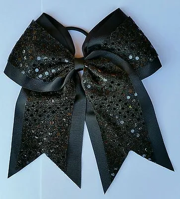 8  Black Sequins Big Cheer Bows Softball Cheerleading Soccer Volleyball • $6