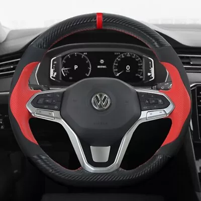 Custom DIY Car Steering Wheel Cover For VW Atlas Golf 8 Mk8 Polo Jetta Passat B9 • $44.09