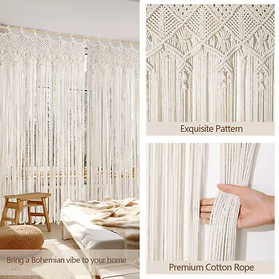 Hand Woven Macrame Curtain Pure Cotton Boho Wall Hanging Decor Wedding Backdrop • $39.99