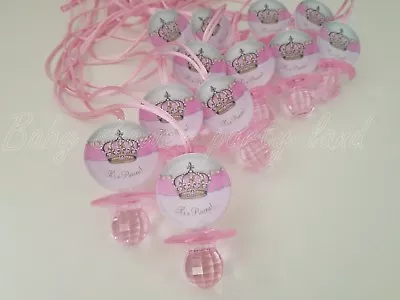 Princess Pacifier Necklace Baby Shower Game Favors 12 PINK Its A Girl Decoration • $12.99