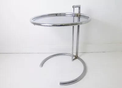 STUNNING VINTAGE CHROME & GLASS EILEEN GRAY ADJUSTABLE SIDE TABLE - 1990's • $728.06