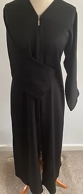 Ladies Regular Full Zip Open Premium Zoom Nida Abaya Maxi Dubai Black - Size 54 • £22.99