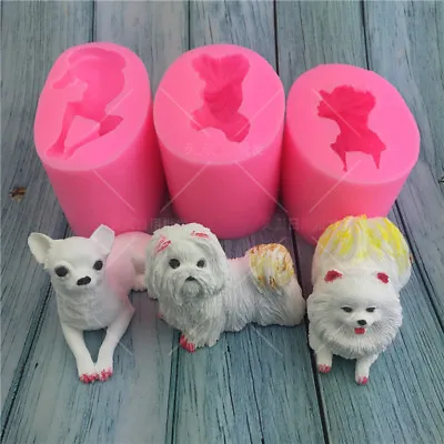£5.70 • Buy 3D Dog Silicone Cake Fondant Sugarcraft Mold Handmade Wax Soap Candle Mould Tool