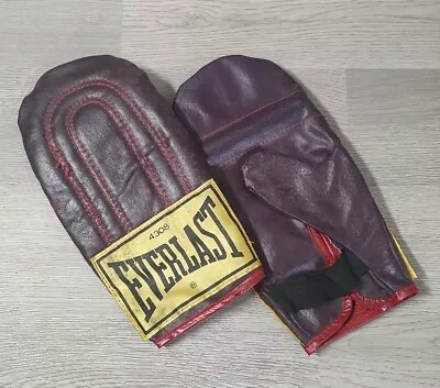 Vintage Everlast 4308 Top Grain Leather Weighted Boxing Gloves • $19.99