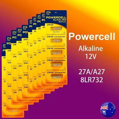 50 X 27A Powercell 12V 27A/A27 Battery Batteries Garage Car Remote Alarm • $22.30