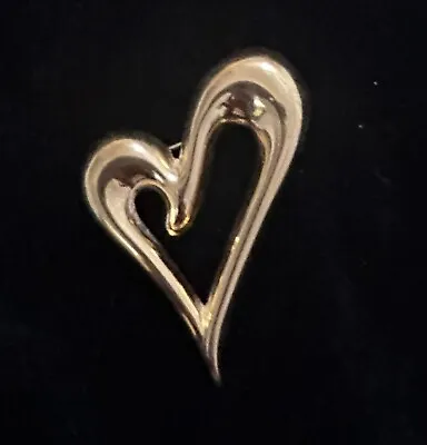 Monet Gold Tone Heart Brooch • $10.99