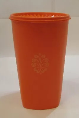 Vintage 1980's Tupperware Servalier Tall 10-1/2  Orange Canister 1222 FREE S/H • $25