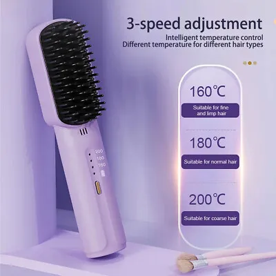 Portable Hair Straightener Brush AntiScald Hair Cordless Hair Straightener Brush • $25.32