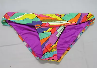 TRINA TURK Viva La Vida MULTI-COLORED Fold-Over Hipster SWIM BIKINI BOTTOMS 10 • $10.50