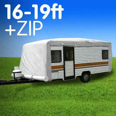 PREMIUM 16ft To 19ft CARAVAN COVER WITH SIDE ZIP CAMPERVAN 17ft 18ft • $159