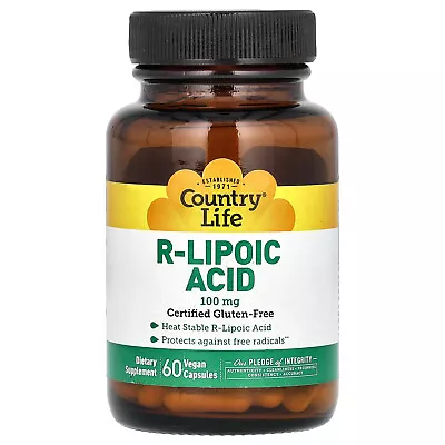 Country Life R-Lipoic Acid 100 Mg 60 Veggie Caps Gluten-Free GMP Quality • $25.64