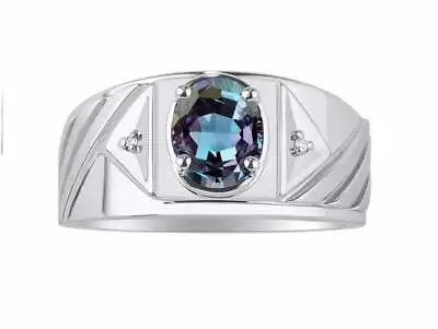 Oval Cut Alexandrite Ring June Birthstone Color Changling Stone Ring Men's Ring • $39.16