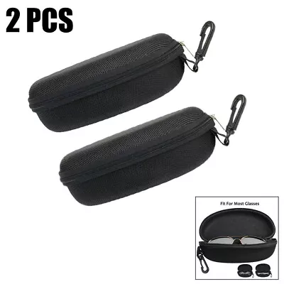 2 PCS Eye Glasses Case Box Sunglasses Protector Hard Zipper Belt Clip Portable • $5.69