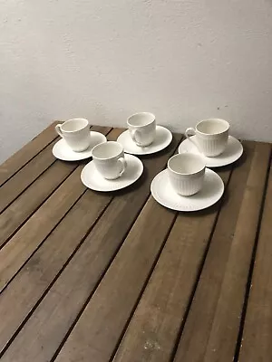 Mikasa ITALIAN COUNTRYSIDE Cup  Saucer Set Of 5 DD900 Ivory Ribbed • $45