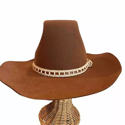 Vntg LONGHORN 5X Beaver Fur Felt Cowboy Western Hat Sz 7 1/4 With Original Box • $75