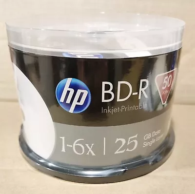 50  HP Blu Ray 25GB 6x Speed Printable Spindle Blank BD-R Discs BOOST • £43.94