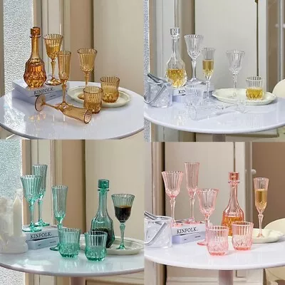 7Pcs/set Miniature Dollhouse 1/6 Wine Ware Bottle Decanter Flute Glass Drinks • $12.99