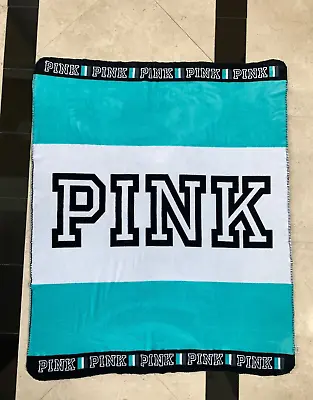 Victoria's Secret PINK Blanket Cozy Plush Fleece Soft Carrier Throw 60 X50  TEAL • $19.99