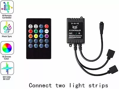 Music Controller 20 Key IR Remote Sound Sensor For 3528/5050 RGB LED Strip Light • $10