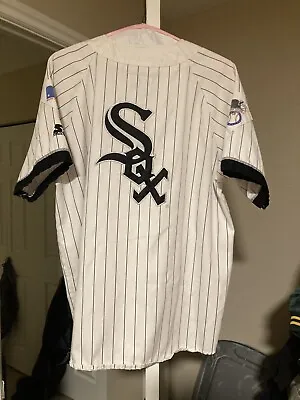 Rare Chicago White Sox Baseball Pinstripe Starter Jersey XL White Shirt Vintage • $99.99