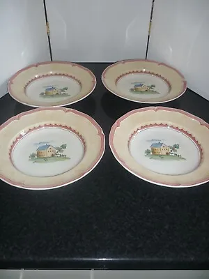 Villeroy And Boch Jardin D'Alsace Village 4x Rimmed Soup Bowls 9  • $44.21