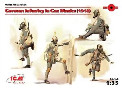 1/35 ICM German Infantry In Gas Masks (1918) (4 Figures) • $29.40