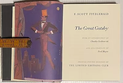 Limited Editions Club THE GREAT GATSBY By F. Scott Fitzgerald. In DJ & Slipcase. • $285