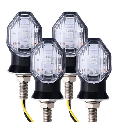 4x Motorcycle Mini Amber Turn Signals Lights Blinker Indicator For Suzuki Yamaha • $15.98