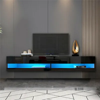 $279.99 • Buy High Gloss TV Stand Floating LED Entertainment Center For 80'' TVs Cabinet Shelf