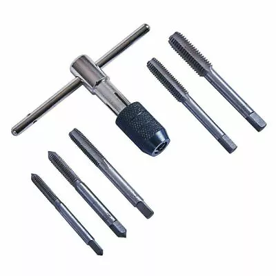 6pc TAP WRENCH & CHUCK SET TOOL STEEL T-HANDLE METRIC M6 M7 M8 M10 M12 AND DIE • £7.80