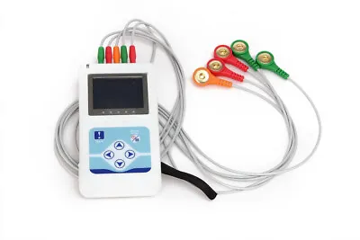 TLC9803 24 Hours Dynamic ECG Holter 3 Channel EKG Analyzer Recorder 12 Leads USB • £266