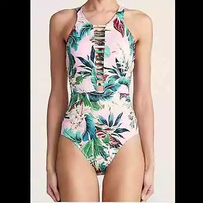 Miraclesuit Womens Vintage Floral Leah High Neck One Piece Swim Bathing Suit NWT • $95