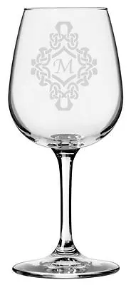 Decorated Font - Etched Monogram All Purpose 12.75oz Libbey Wine Glass • $24.99