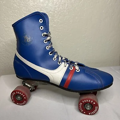 Vintage Fireball Outdoor Shoe Skates Size 8 Blue Official Roller Derby Urethane • $49.97