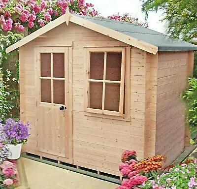 8x6 GARDEN LOG CABIN OFFICE SHED WORKSHOP WOOD SUMMERHOUSE OPENING WINDOW 8FT • £1079.94