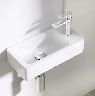 £42.99 • Buy Cloakroom Wash Basin Sink Ceramic Wall Hung Mini Compact RH Tap Hole 310x190mm